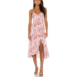 Rails Revolve Frida Rust Zebra Ruffle Wrap Midi Dress NWT XS